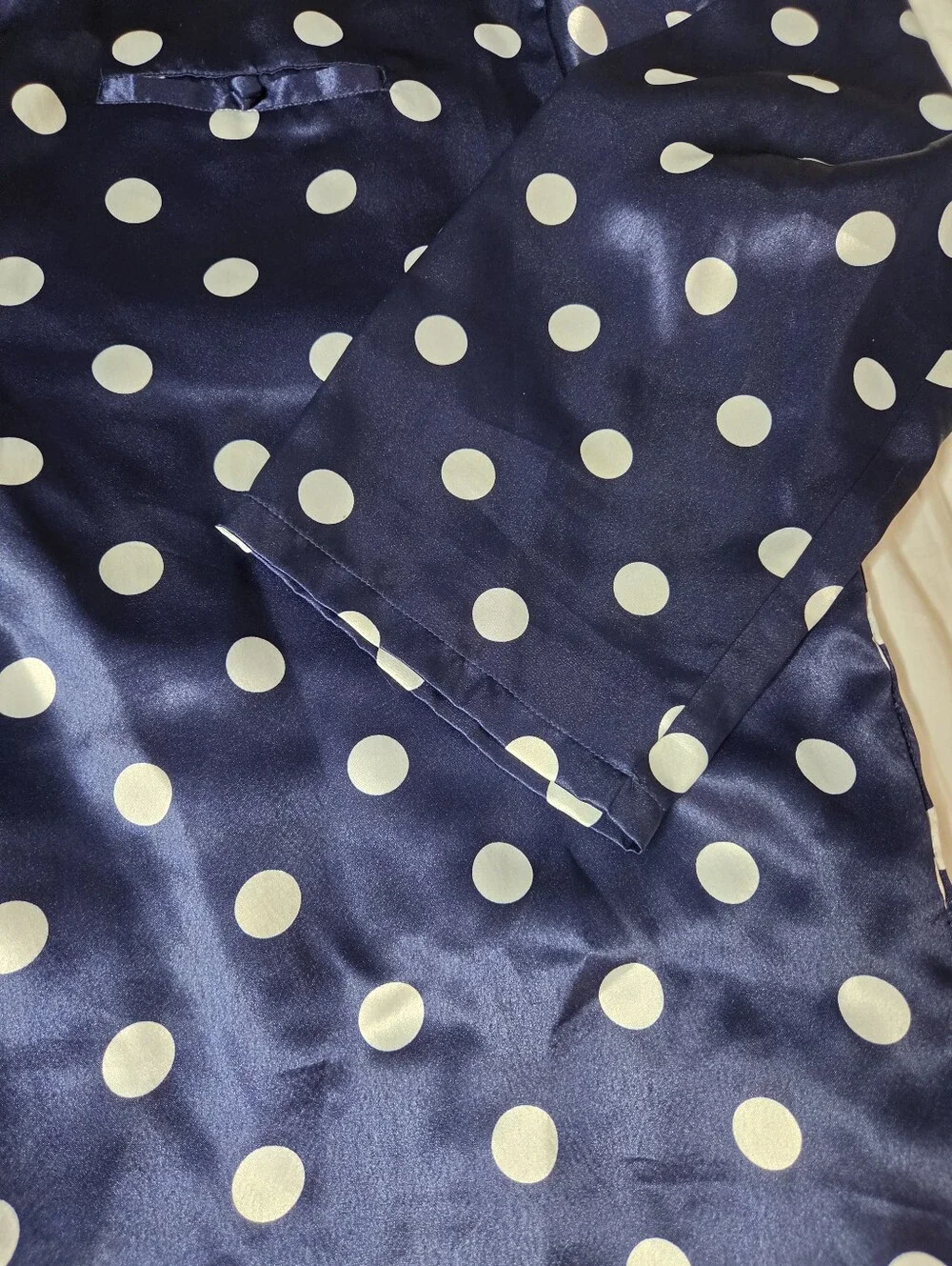 Vintage Nordstrom Satin Polka Dot Sleepshirt Shoulder Pads Nightshirt Large